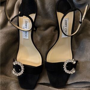 Jimmy Choo Black Heels with Crystal Embellishment